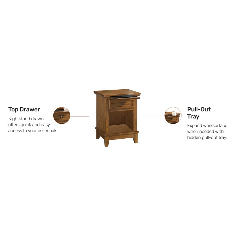 Homestyles Arts & Crafts Wood Nightstand in Brown