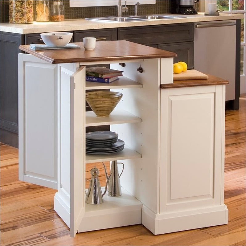 Two Tier Kitchen Island in White and Oak - 5010-94
