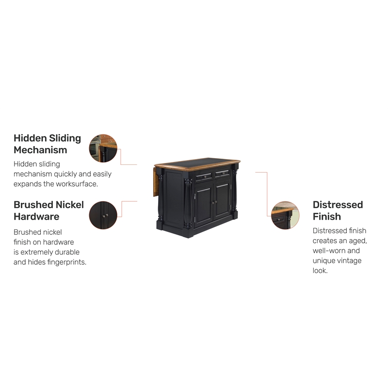 Homestyles Monarch Wood Kitchen Island in Black