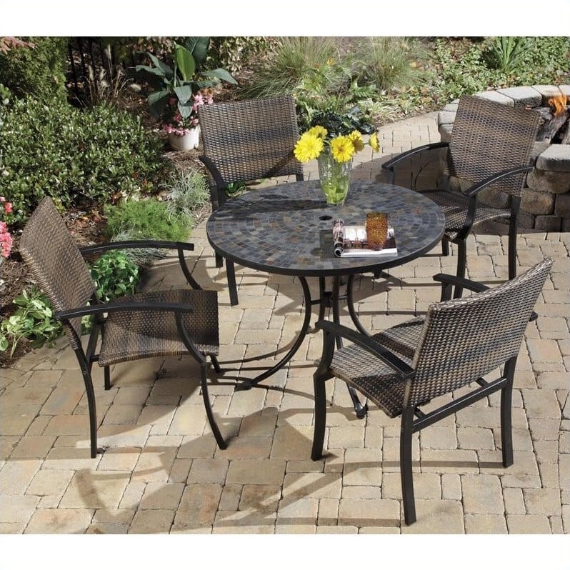 Home Styles Stone Harbor 5 Piece Metal Patio Dining Set in ...