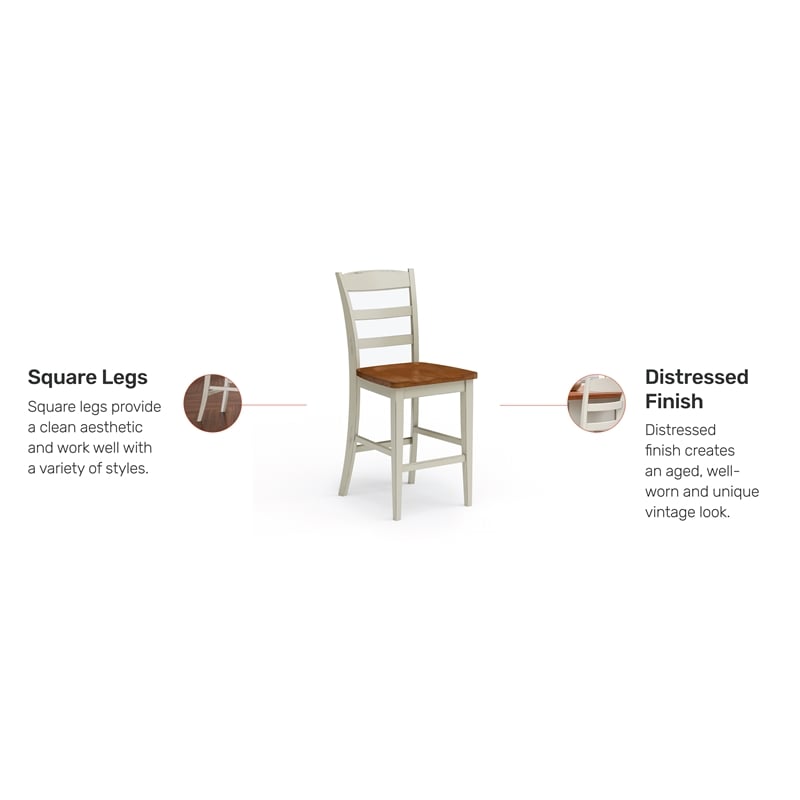 Homestyles Monarch Wood Counter Stool in Off White