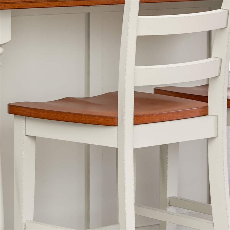 Homestyles Monarch Wood Counter Stool in Off White
