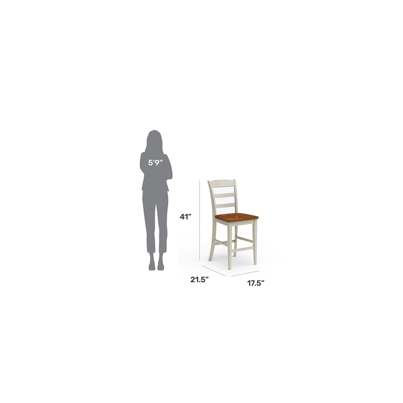 Homestyles Monarch Wood Counter Stool in Off White