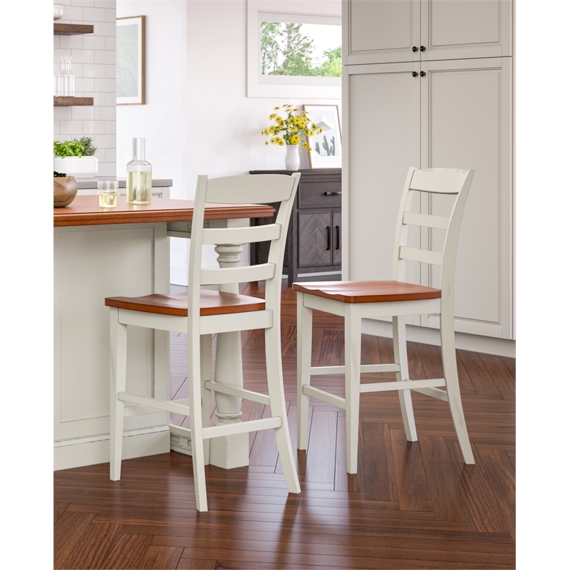 Homestyles Monarch Wood Counter Stool in Off White