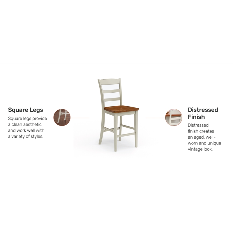 Homestyles Monarch Wood Counter Stool in Off White
