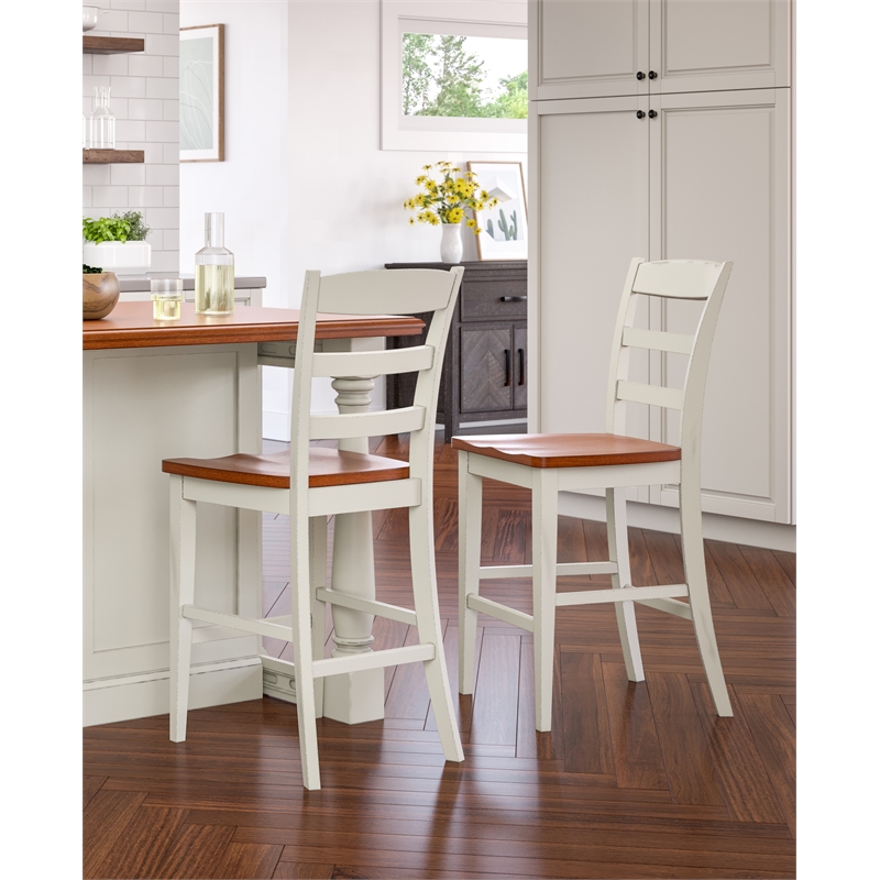 Homestyles Monarch Wood Counter Stool in Off White