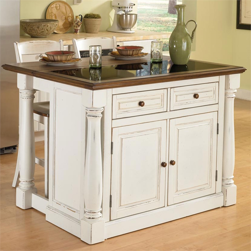 Homestyles Monarch Wood Kitchen Island Set in Off White Cymax Business