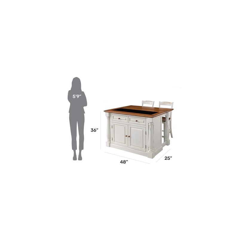 Homestyles Monarch Wood Kitchen Island Set in Off White Cymax Business