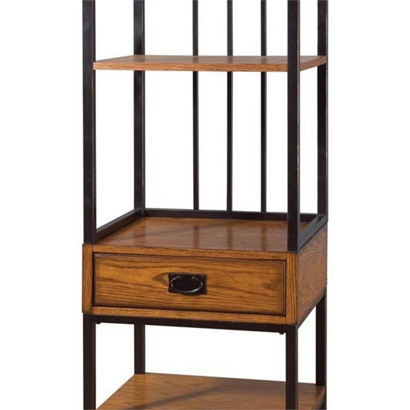 Homestyles Modern Craftsman Wood Media Tower in Brown