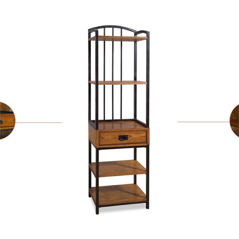 Homestyles Modern Craftsman Wood Media Tower in Brown