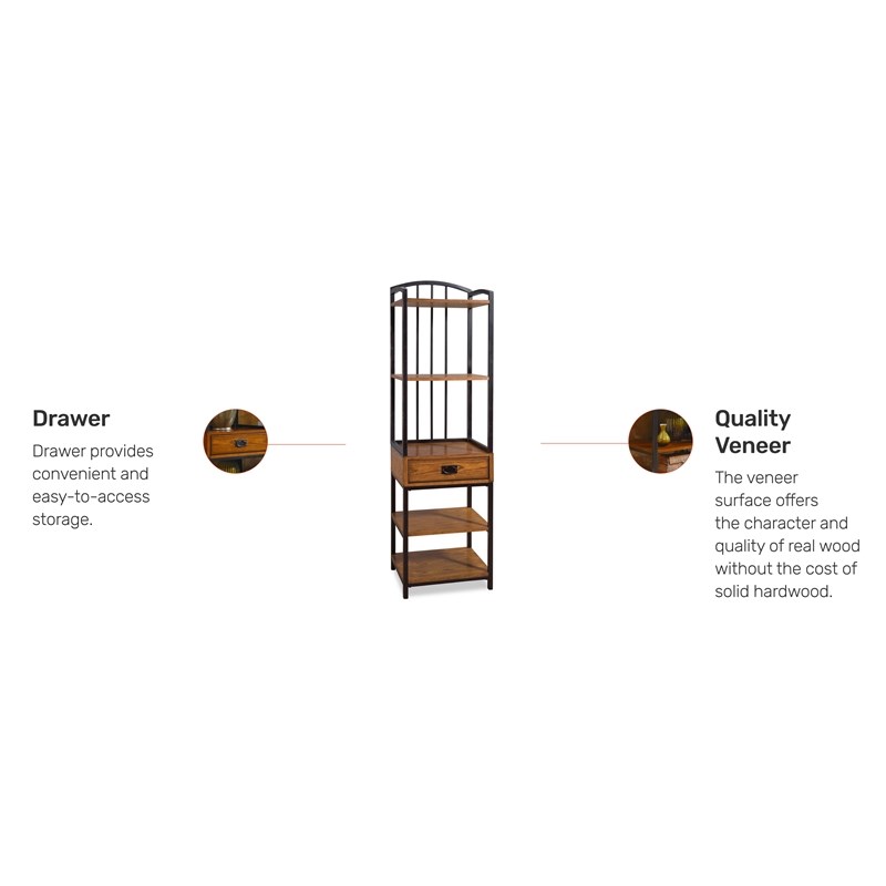 Homestyles Modern Craftsman Wood Media Tower in Brown