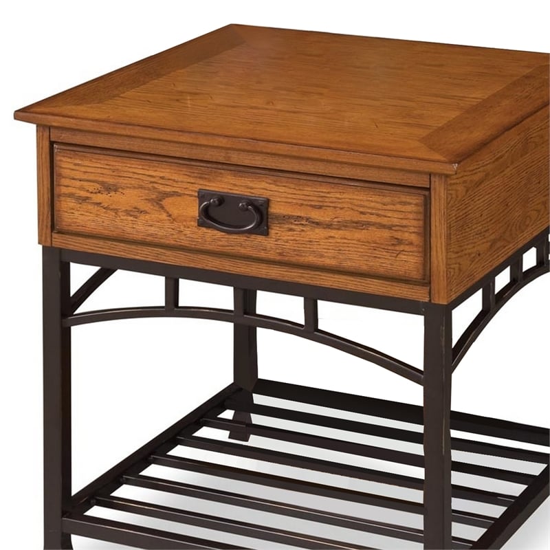 Homestyles Modern Craftsman Wood End Table in Brown