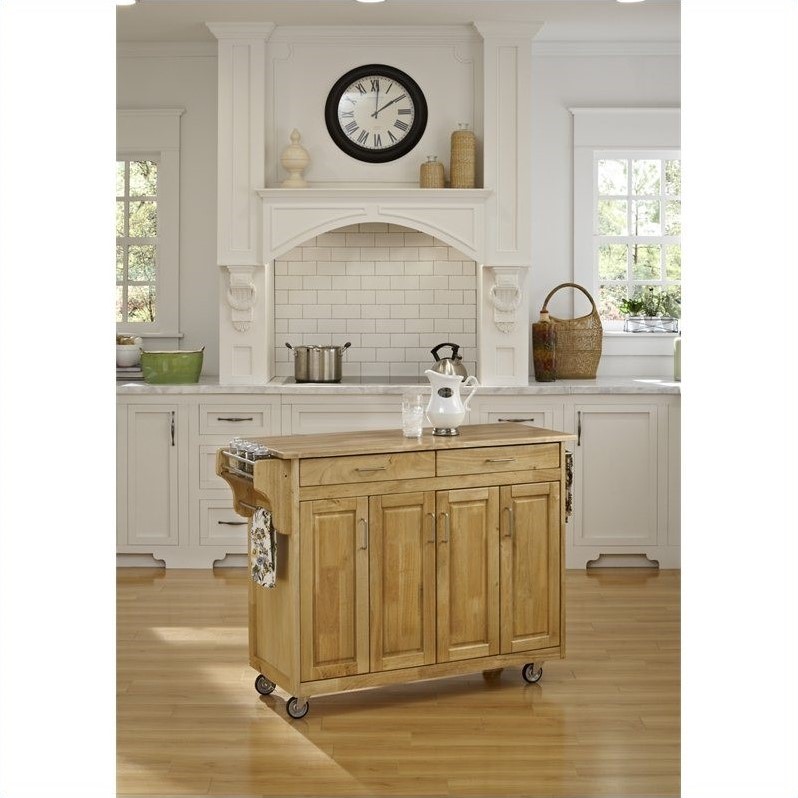 Homestyles CreateaCart Wood Rolling Kitchen Cart in Brown