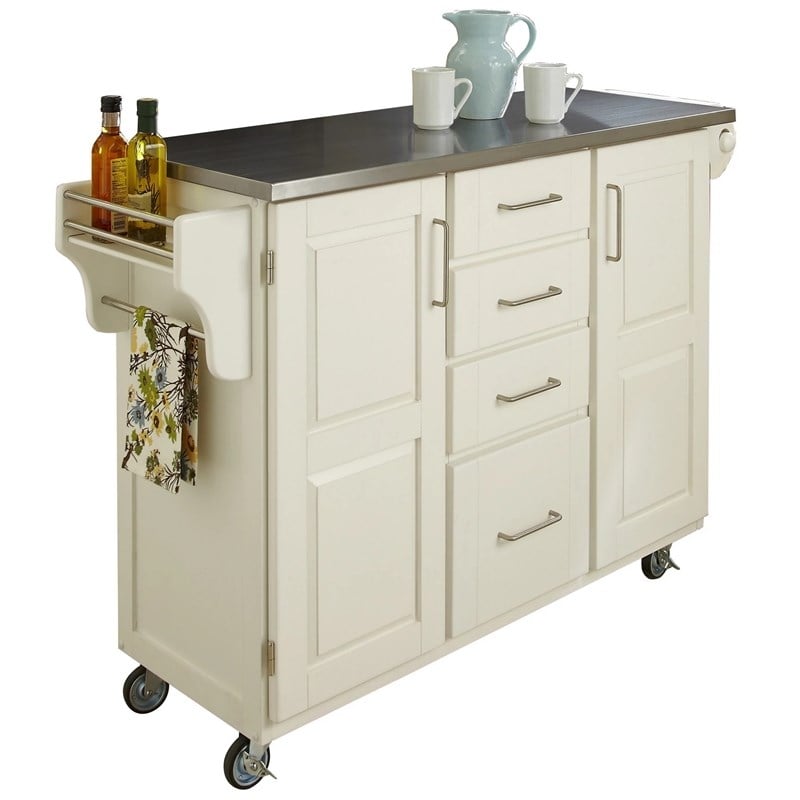 Homestyles Create-a-Cart Wood Kitchen Cart in Off White