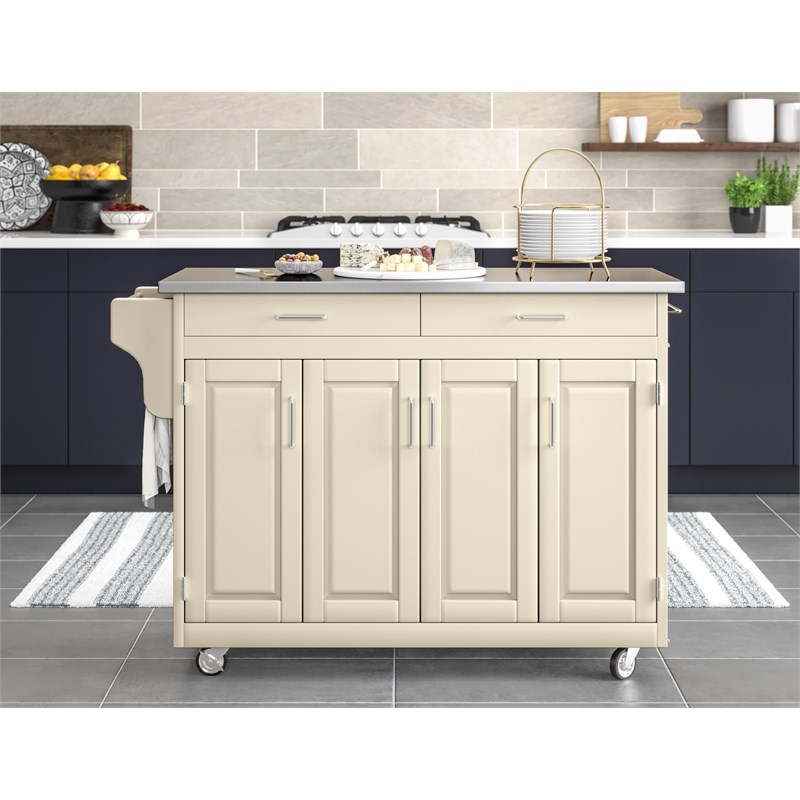 Homestyles Create-a-Cart Wood Kitchen Cart in Off White