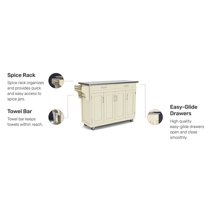 Homestyles Create-a-Cart Wood Kitchen Cart in Off White