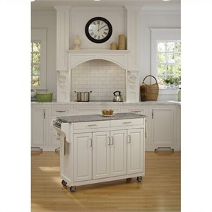 Homestyles Create-a-Cart Wood Rolling Kitchen Cart in Off White