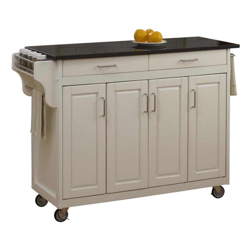 Homestyles CreateaCart Wood Rolling Kitchen Cart in Off White
