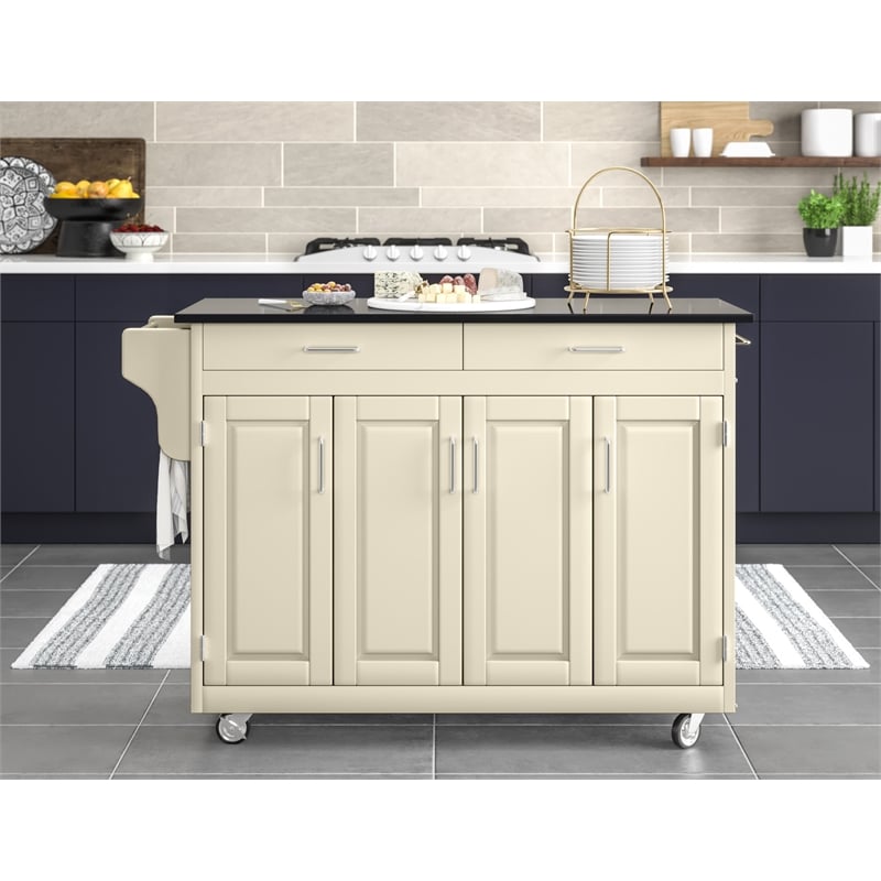 Homestyles Create-a-Cart Wood Rolling Kitchen Cart in Off White