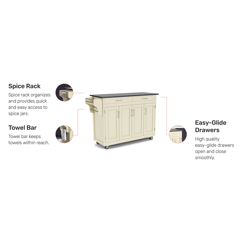 Homestyles Create-a-Cart Wood Rolling Kitchen Cart in Off White