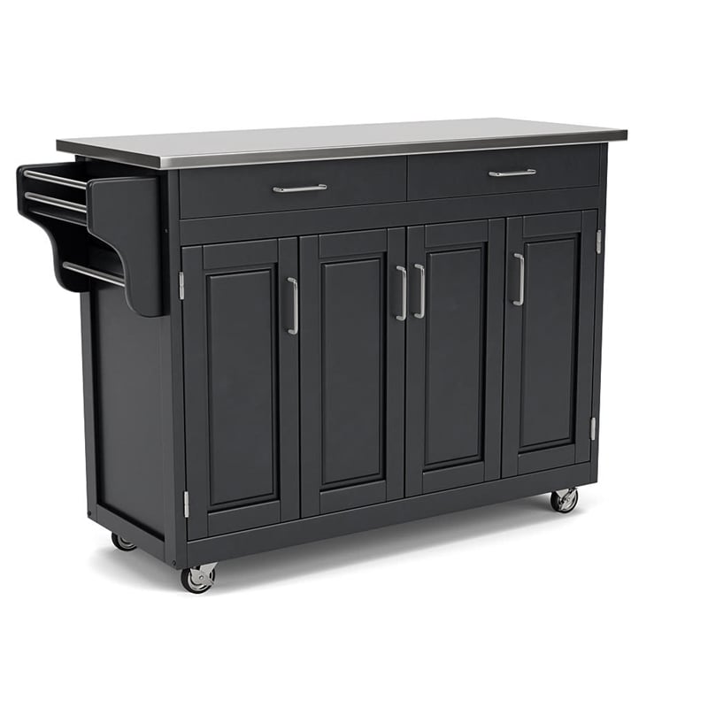 Homestyles Create-a-Cart Wood Kitchen Cart in Black