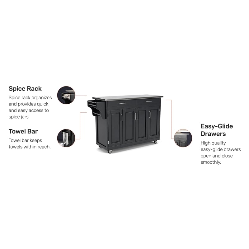Homestyles Create-a-Cart Wood Kitchen Cart in Black