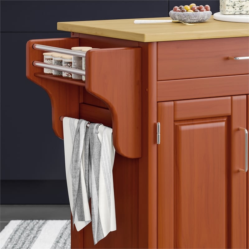 homestyles create-a-cart wood rolling kitchen cart in brown