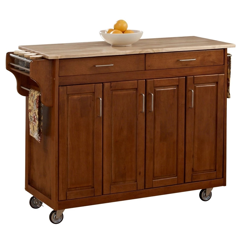 Homestyles CreateaCart Wood Rolling Kitchen Cart in Brown