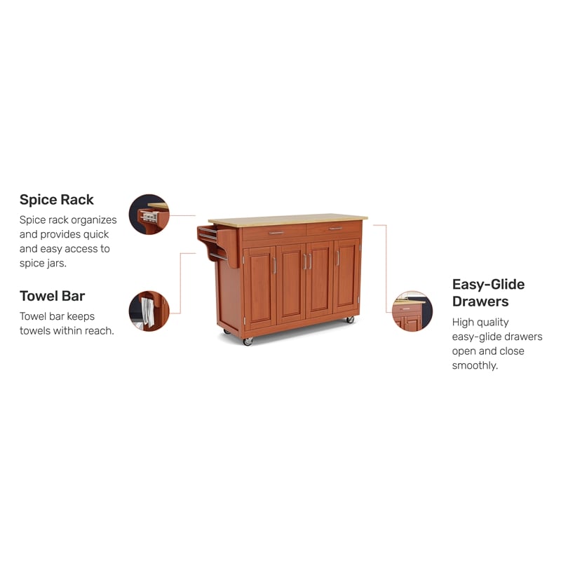 homestyles create-a-cart wood rolling kitchen cart in brown