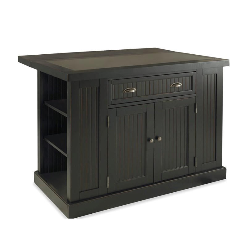 Homestyles Nantucket Wood Kitchen Island in Black