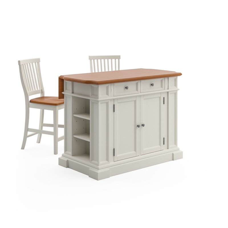 Homestyles Americana Wood Kitchen Island Set in Off White