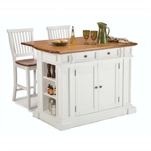 americana traditional wood kitchen island set in antique white and oak