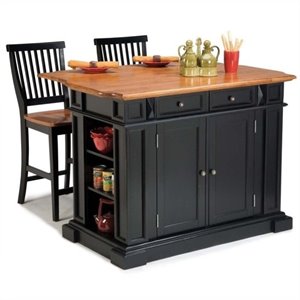homestyles americana wood kitchen island set in black