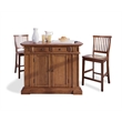 Homestyles Americana Wood Kitchen Island Set in Brown