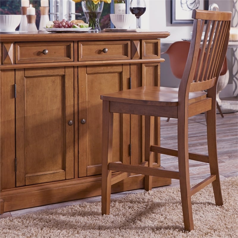 Homestyles Americana Wood Kitchen Island Set in Brown