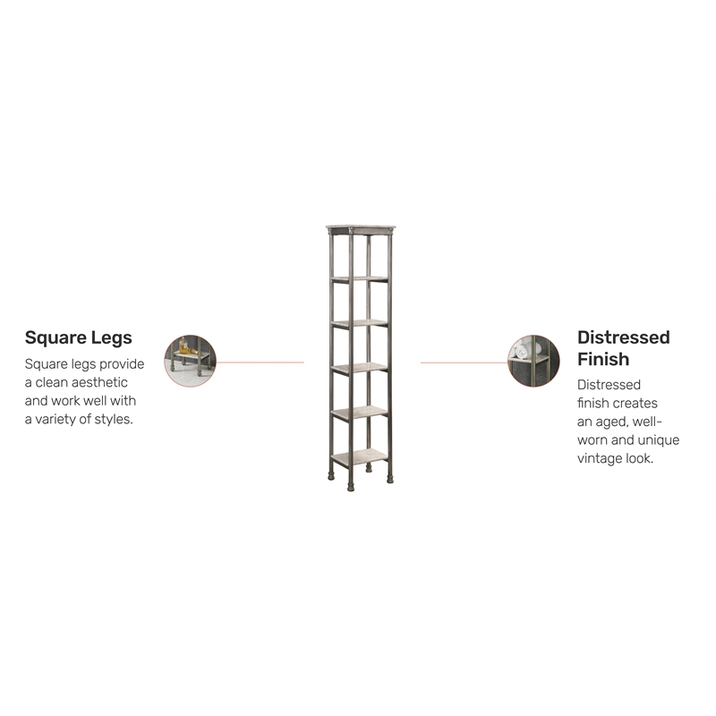 Homestyles Orleans Stainless Steel Six Tier Shelf in Gray