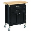Homestyles Dolly Madison Engineered Wood Kitchen Cart in Black/Natural Maple Top