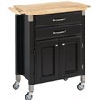Homestyles Dolly Madison Engineered Wood Kitchen Cart in Black/Natural Maple Top