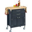 Homestyles Dolly Madison Engineered Wood Kitchen Cart in Black/Natural Maple Top