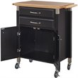 Homestyles Dolly Madison Engineered Wood Kitchen Cart in Black/Natural Maple Top