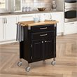Homestyles Dolly Madison Engineered Wood Kitchen Cart in Black/Natural Maple Top