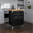 Homestyles Dolly Madison Engineered Wood Kitchen Cart in Black/Natural Maple Top