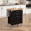 Homestyles Dolly Madison Engineered Wood Kitchen Cart in Black/Natural Maple Top