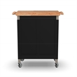 Homestyles Dolly Madison Engineered Wood Kitchen Cart in Black/Natural Maple Top