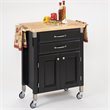 Homestyles Dolly Madison Engineered Wood Kitchen Cart in Black/Natural Maple Top