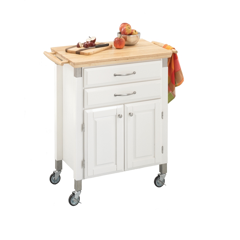 Homestyles Dolly Madison Wood Rolling Kitchen Cart in Off White