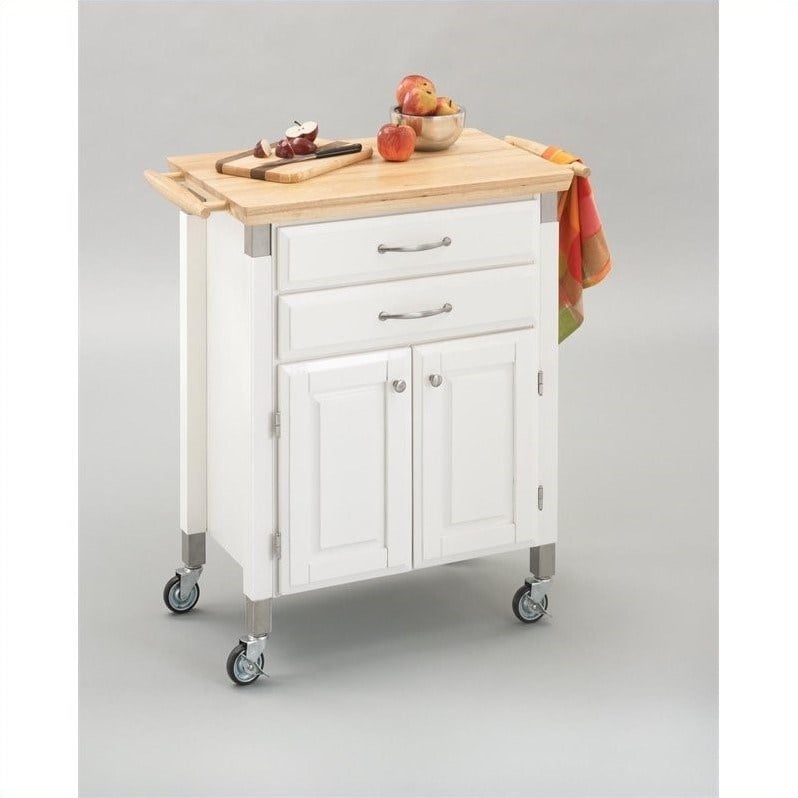 Homestyles Dolly Madison Wood Rolling Kitchen Cart in Off White