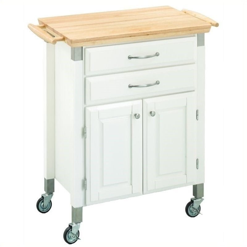 Homestyles Dolly Madison Wood Rolling Kitchen Cart in Off White