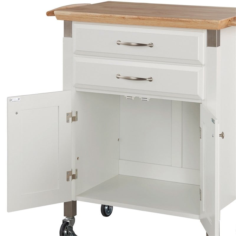 Homestyles Dolly Madison Wood Rolling Kitchen Cart in Off White