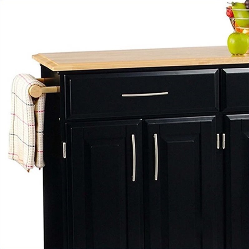 Homestyles Dolly Madison Wood Rolling Kitchen Cart in Black